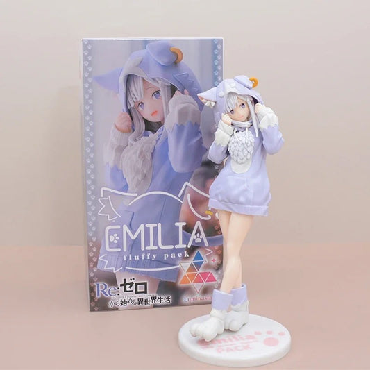 22CM Re:Zero Emilia Rem Ram Action Figure Boxed PVC Anime Statue Cute Toy Kawaii