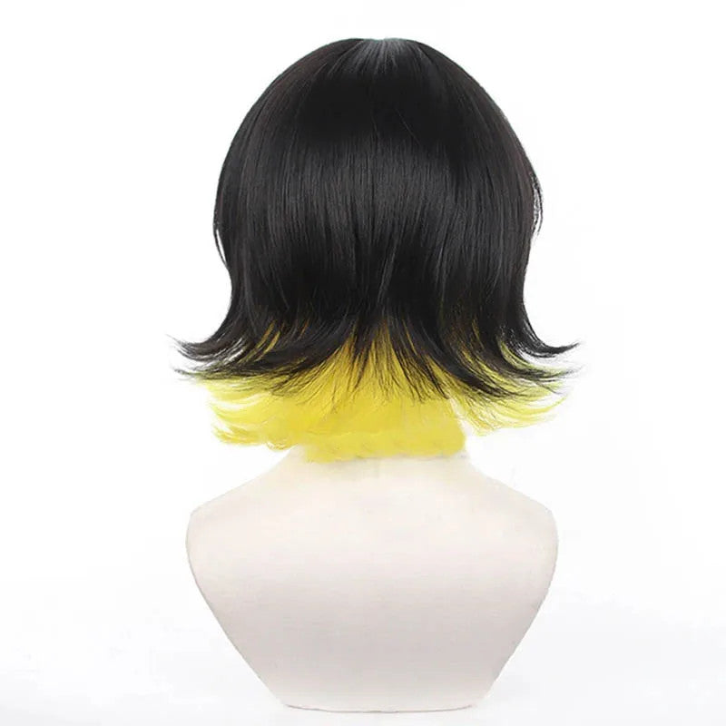 Blue Lock Bachira Meguru Cosplay Wig Black Yellow Anime Hair Soccer Merch