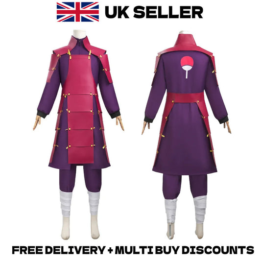 Naruto Shippuden Madara Uchiha Cosplay Costume Red Armor Robe Outfit Full Set