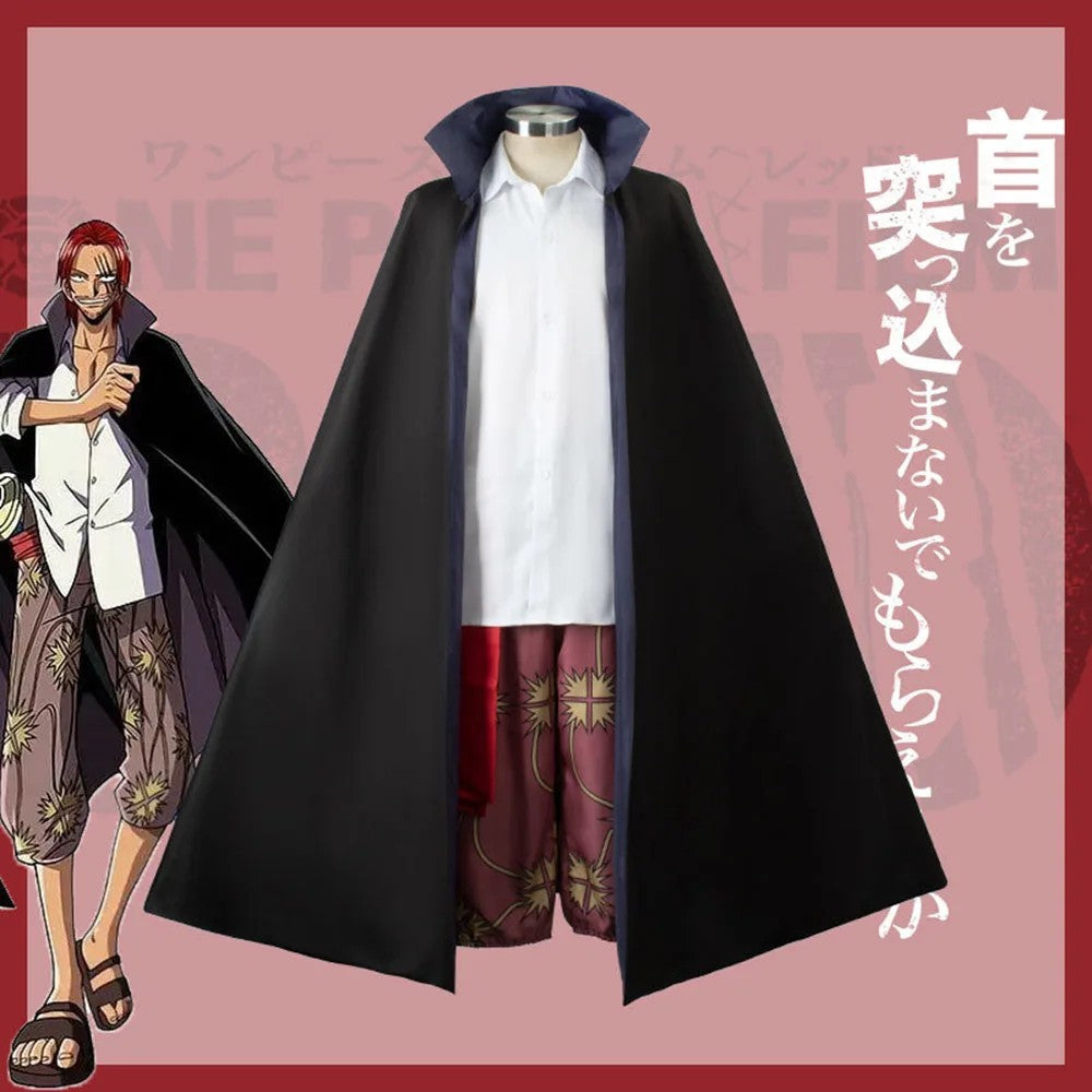 Shanks Redhead Cosplay Anime Costume Full Set Halloween Outfit Pirate Cloak