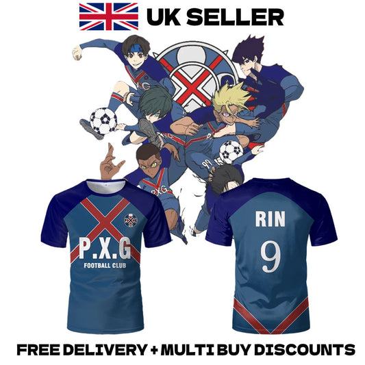 Blue Lock PXG Football Jersey Rin Shidou Soccer T-Shirt Anime Cosplay Top