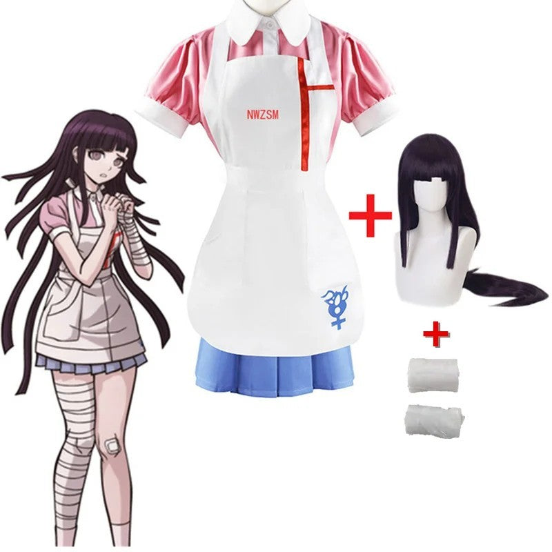 Danganronpa 2 Mikan Tsumiki Cosplay Costume Full Set Wig Halloween Outfit