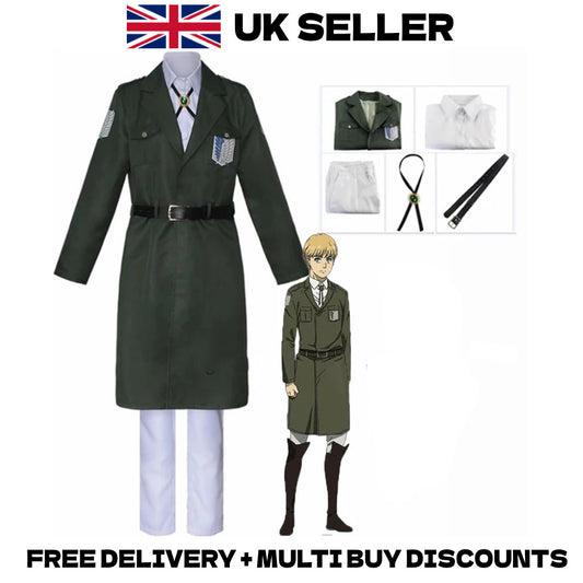 Attack on Titan Final Season Scout Regiment Green Long Coat Cosplay Costume AOT