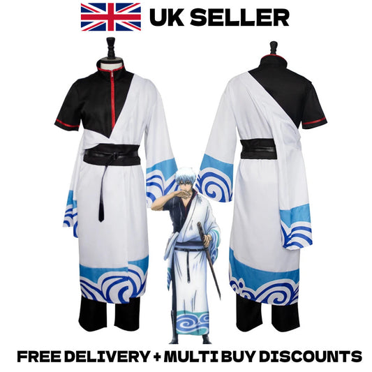 Gintama Gintoki Sakata Cosplay Costume Full Set Kimono Robe Halloween Outfit Men