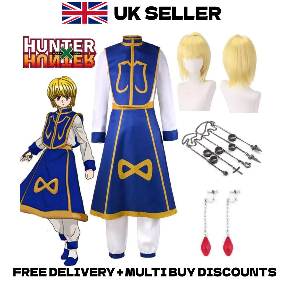 Hunter x Hunter Kurapika Cosplay Costume Full Set Wig Chains Anime Halloween