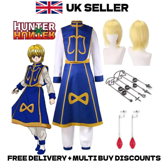 Hunter x Hunter Kurapika Cosplay Costume Full Set Wig Chains Anime Halloween