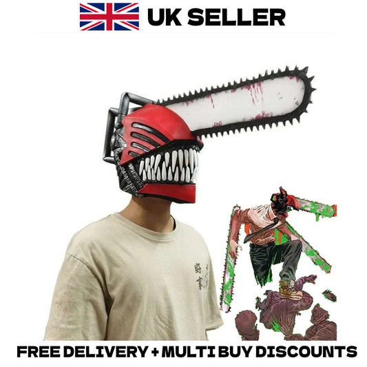 Denji Chainsaw Devil Cosplay Mask Latex Helmet Headgear Halloween Outfit Prop