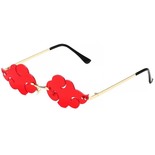 Naruto Shippuden Akatsuki Cloud Sunglasses Rimless Anime Cosplay Red Black