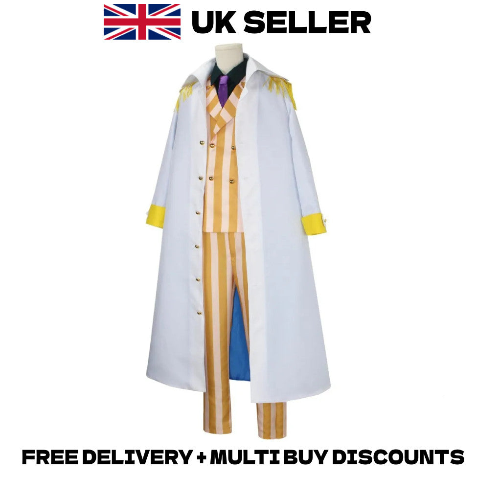 Kizaru Borsalino Cosplay Costume Admiral Full Set Cloak Yellow Suit Halloween