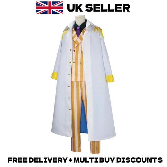 Kizaru Borsalino Cosplay Costume Admiral Full Set Cloak Yellow Suit Halloween